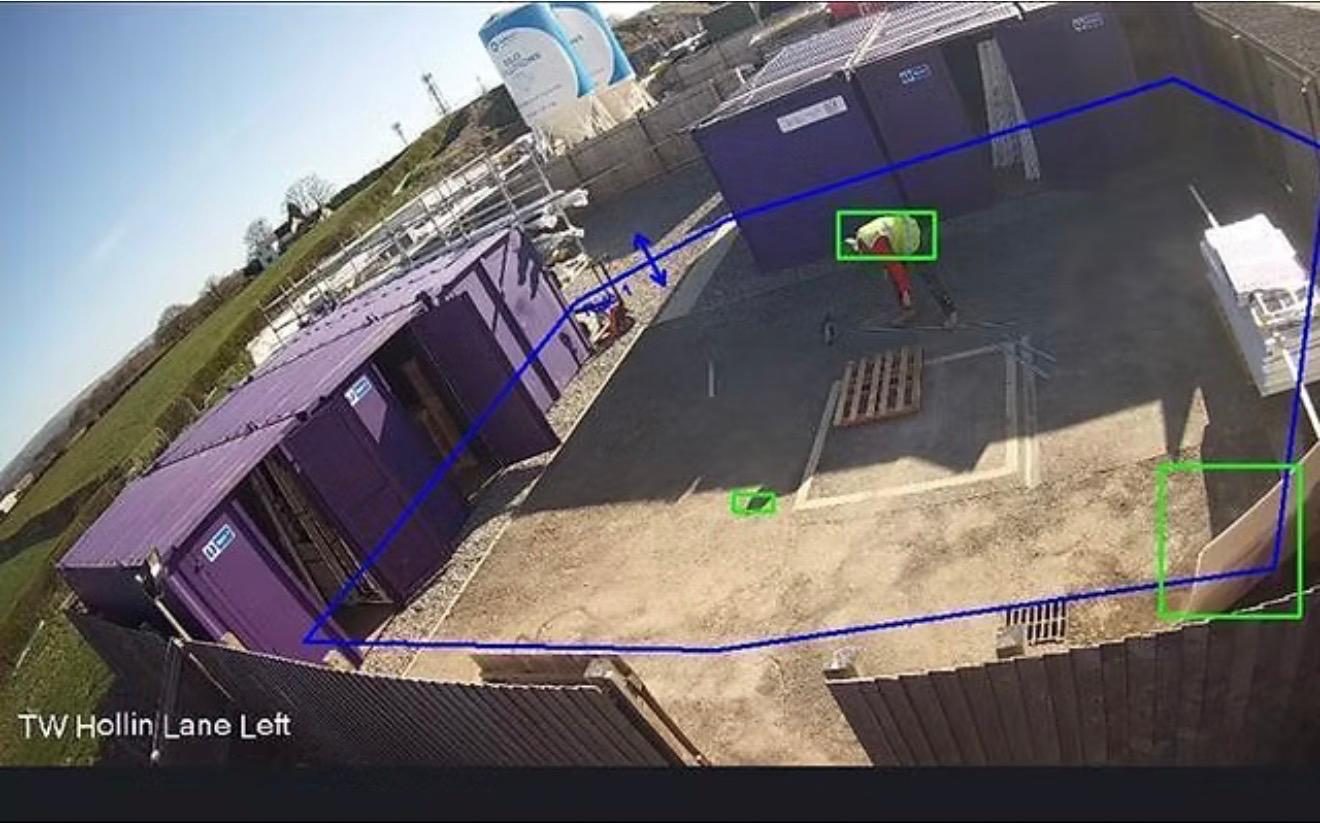 Live CCTV analytics with virtual perimeter and detection boxes